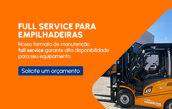 Banner da SGB escrito "Full service para empilhadeiras"